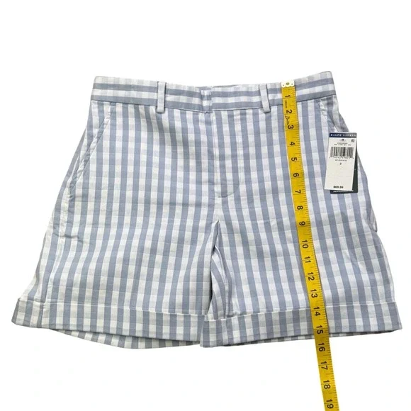 Lauren Ralph Lauren Gingham Shorts Blue White Size 2 Cuffed NWT - Picture 6 of 9
